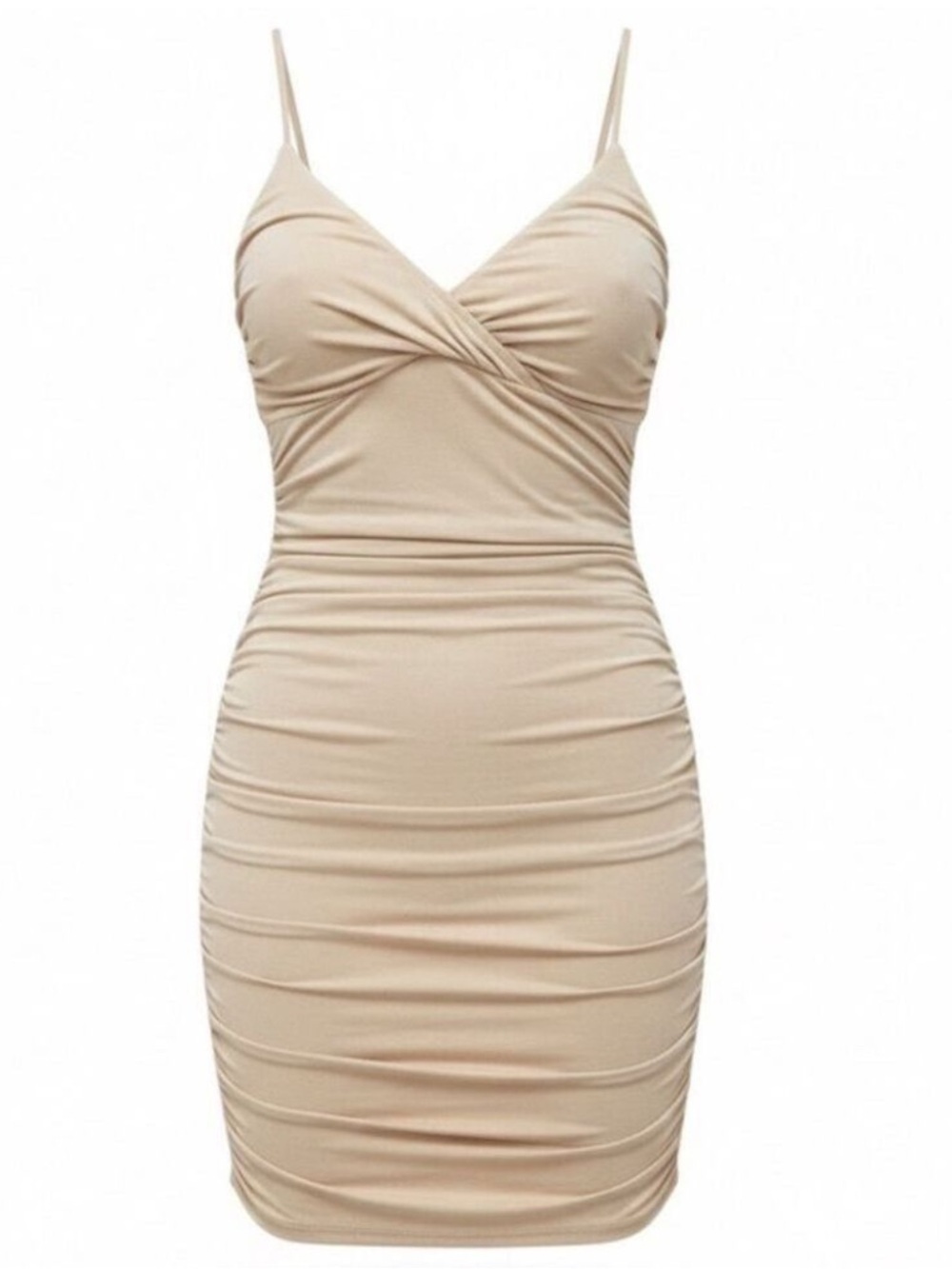 4TH & RECKLESS Rogue Cream Ruched Bodycon Mini Dress Criss Cross Back Medium